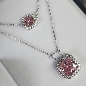 Two Silver Pink Tourmaline Necklaces